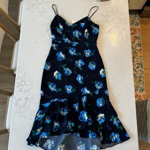 Banana Republic Navy Floral Slip Dress with Blue & Yellow Flowers